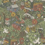 A-Street Prints Bygga Bo Woodland Village Green Wallpaper
