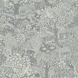 A-Street Prints Bygga Bo Woodland Village Blue Wallpaper
