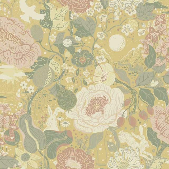 A-Street Prints Vxa Butter Rabbits & Rosehips Wallpaper