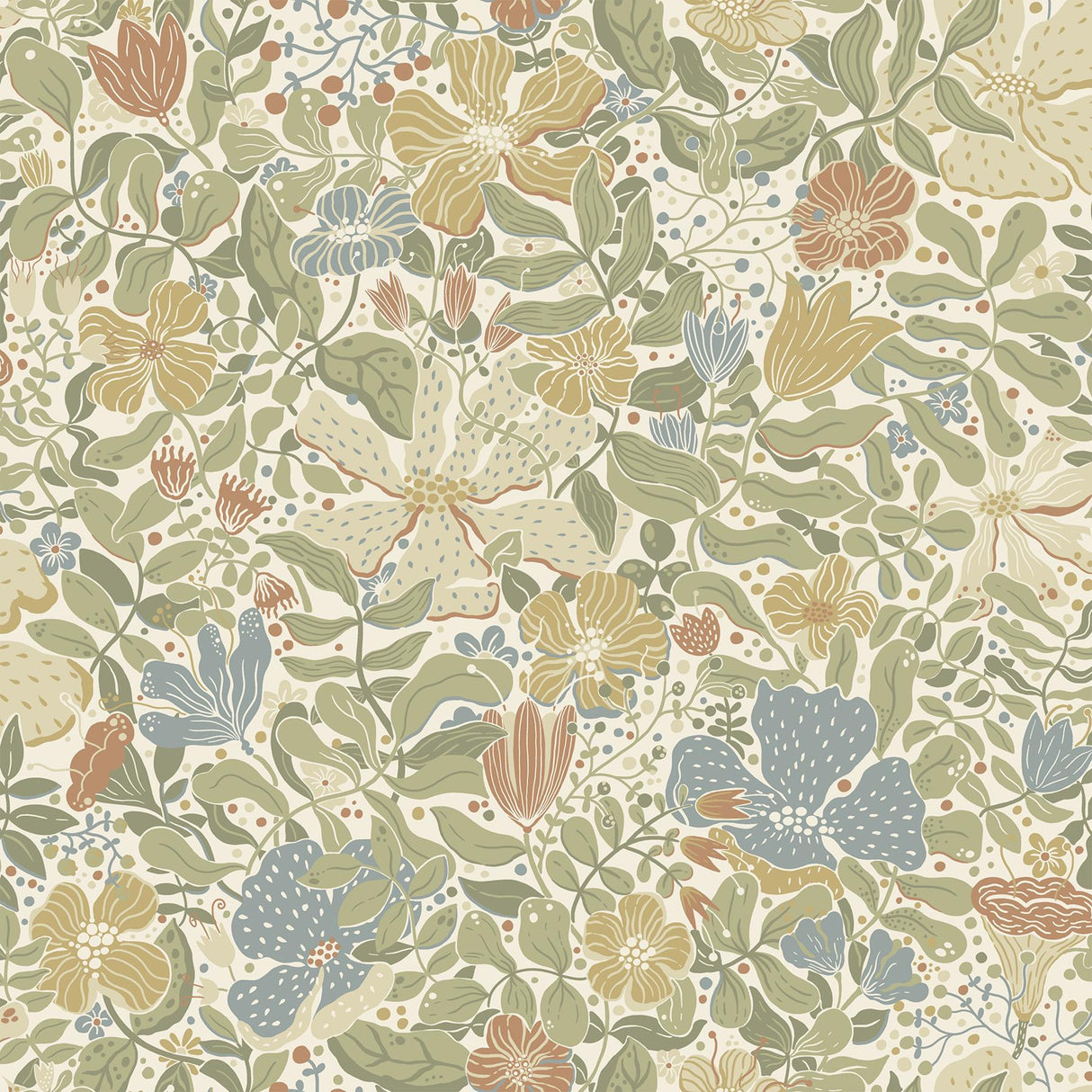 A-Street Prints Midsommar Floral Medley Light Green Wallpaper