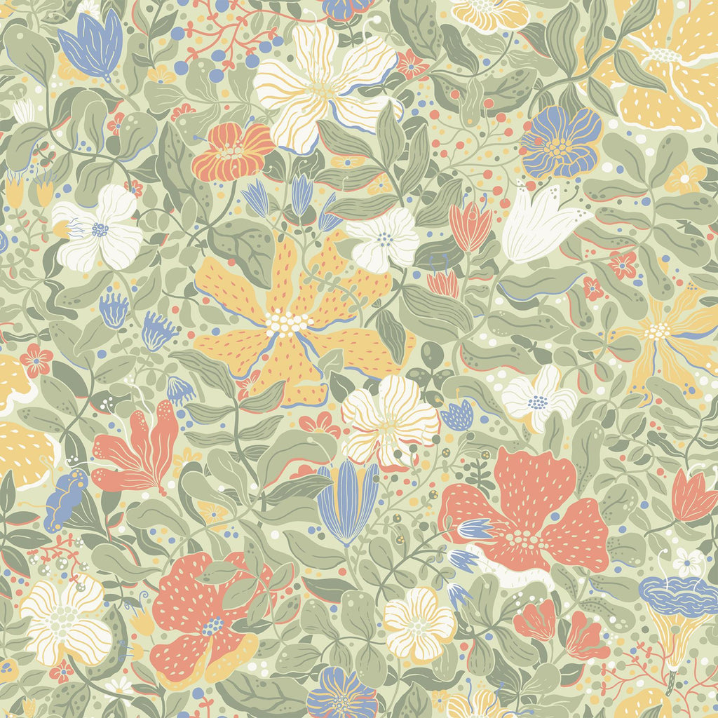 A-Street Prints Midsommar Sage Floral Medley Wallpaper