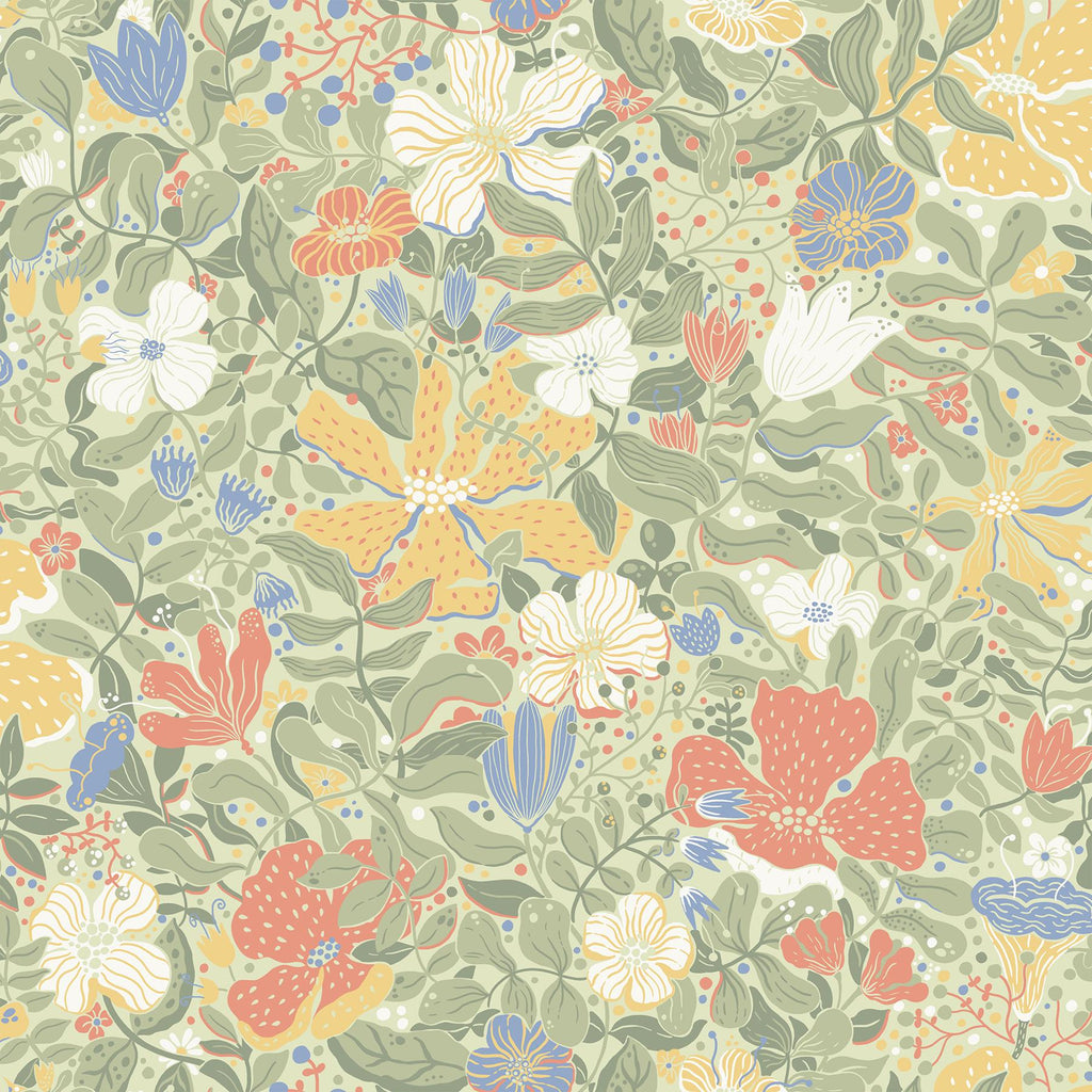 A-Street Prints Midsommar Floral Medley Sage Wallpaper
