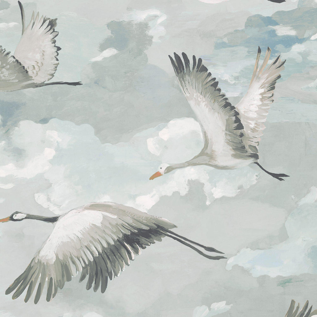 JF Fabrics 2706 Soft greys/Cream/Seafoam/Blues (61) Mural