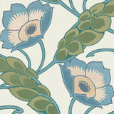 JF Fabrics 8188 Cream/Green/Blue/Teal (66) Wallpaper