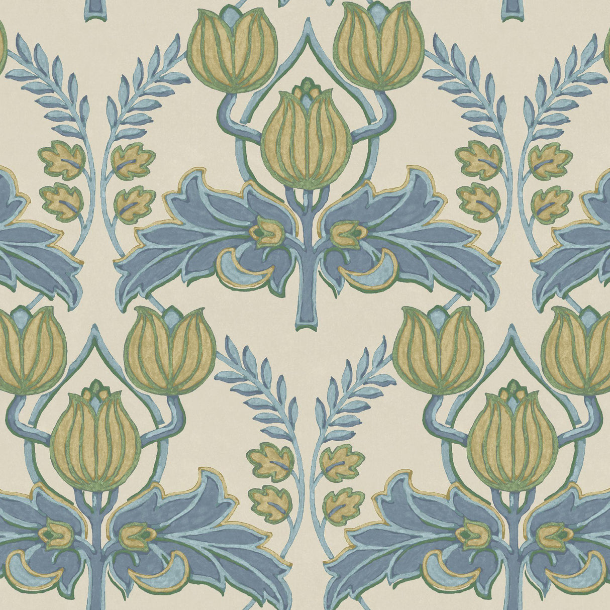 JF Fabrics 9222 Beige/Blue/Green/Yellow (65) Wallpaper