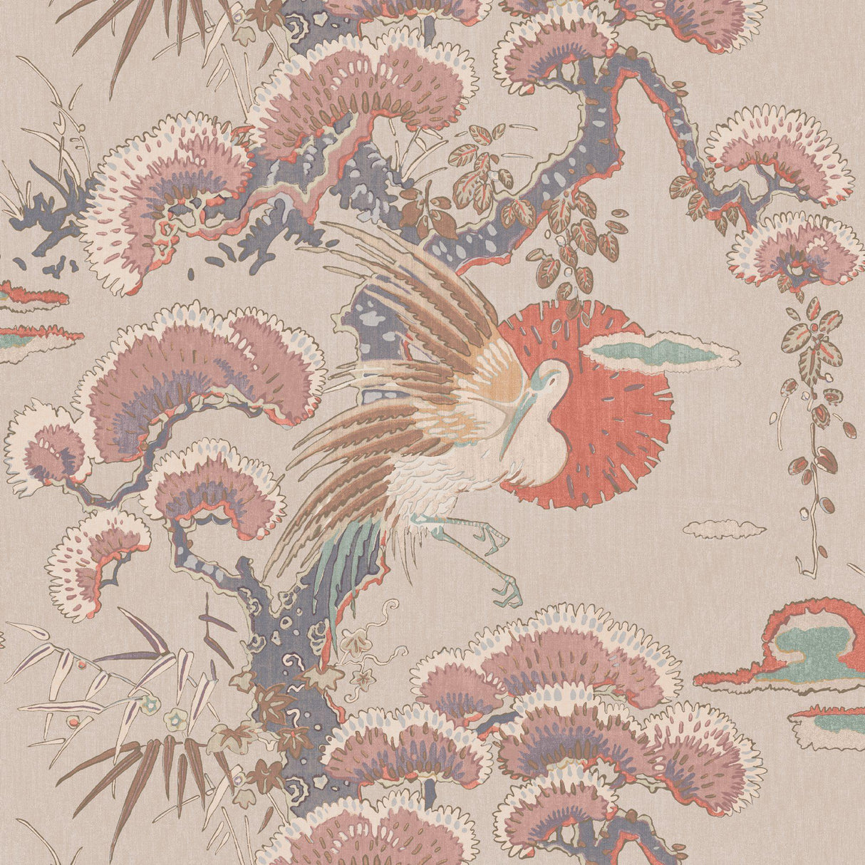JF Fabrics 9230 Coral/Pink/Tan/Copper/Mauve/Grey (41) Wallpaper