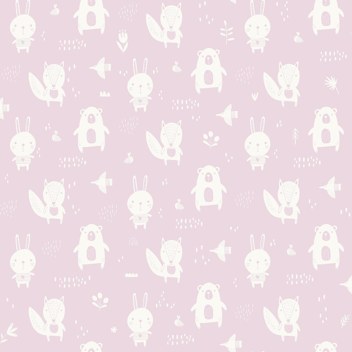 Brewster Home Fashions Bitsy Pink Woodland Wallpaper