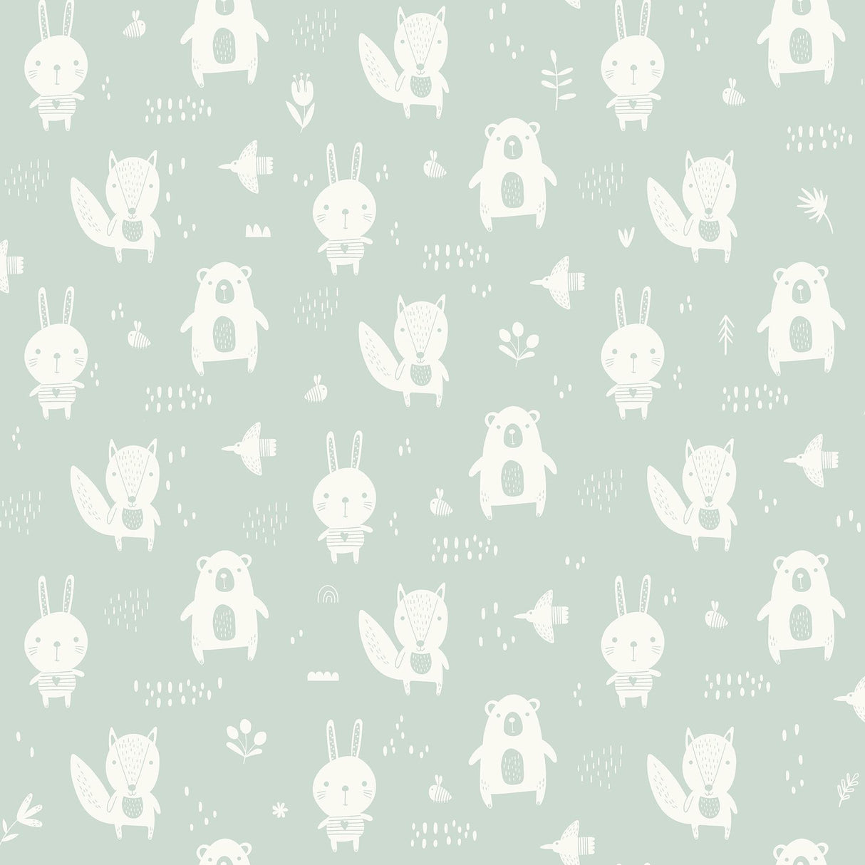 Brewster Home Fashions Bitsy Mint Woodland Wallpaper