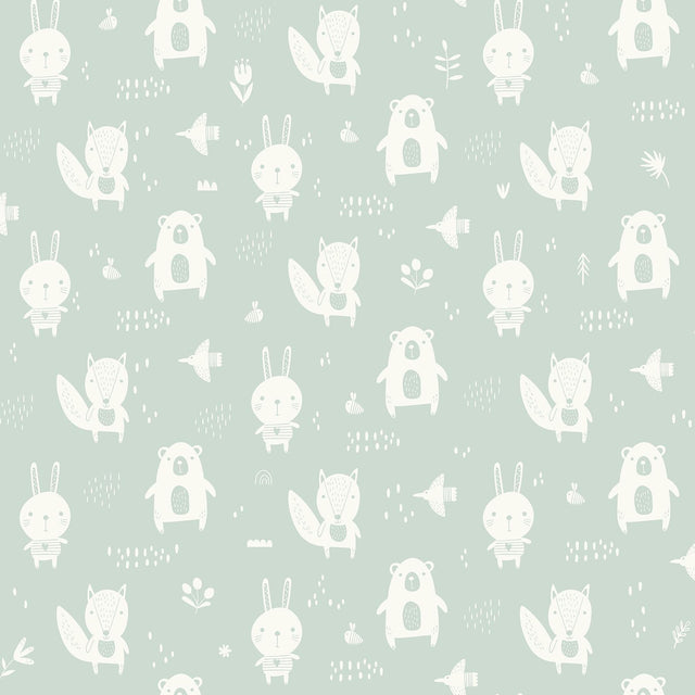 Brewster Home Fashions Bitsy Mint Woodland Wallpaper