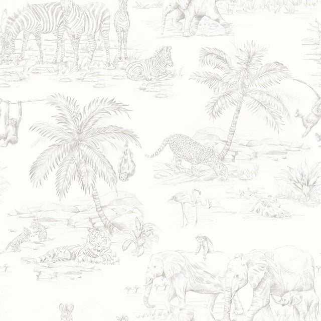 Brewster Home Fashions Boheme Platinum Animals Wallpaper