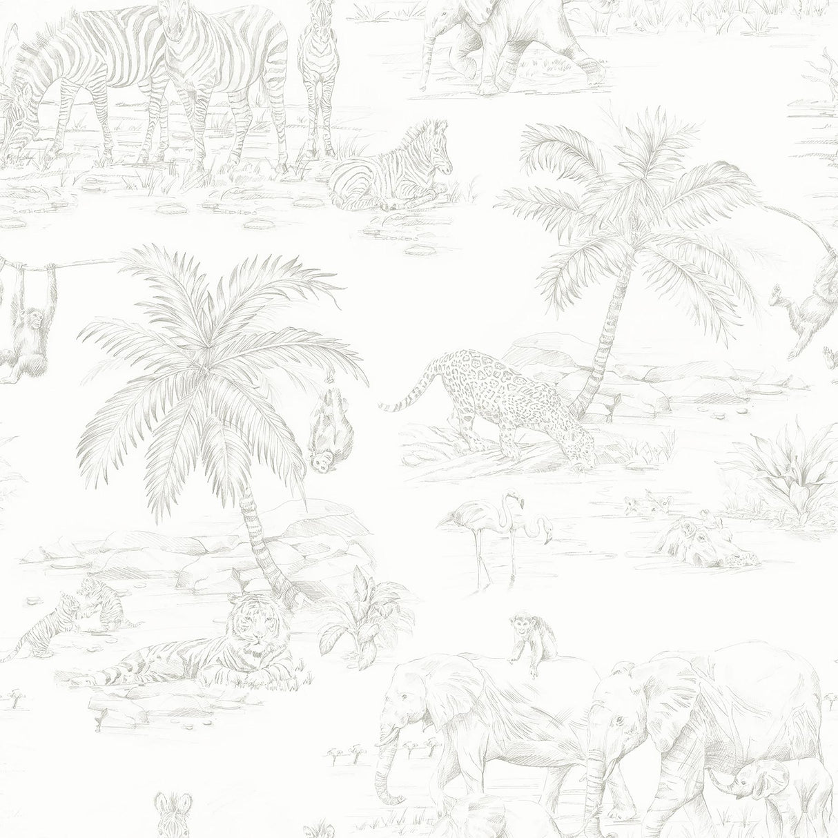 Brewster Home Fashions Boheme Animals Platinum Wallpaper