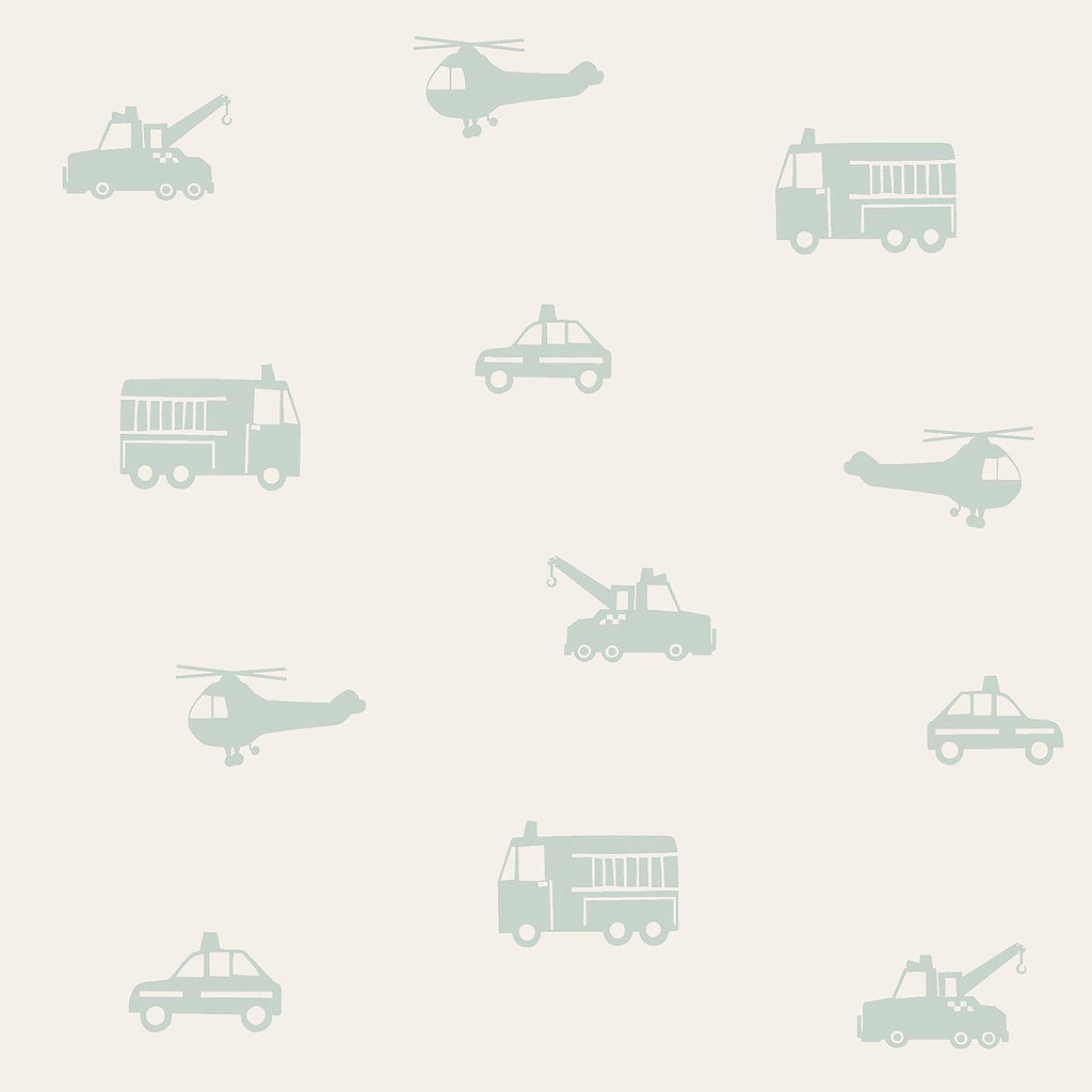 Brewster Home Fashions Briony Vehicles Sage Wallpaper