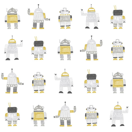 Brewster Home Fashions Callum Robots Gold Wallpaper