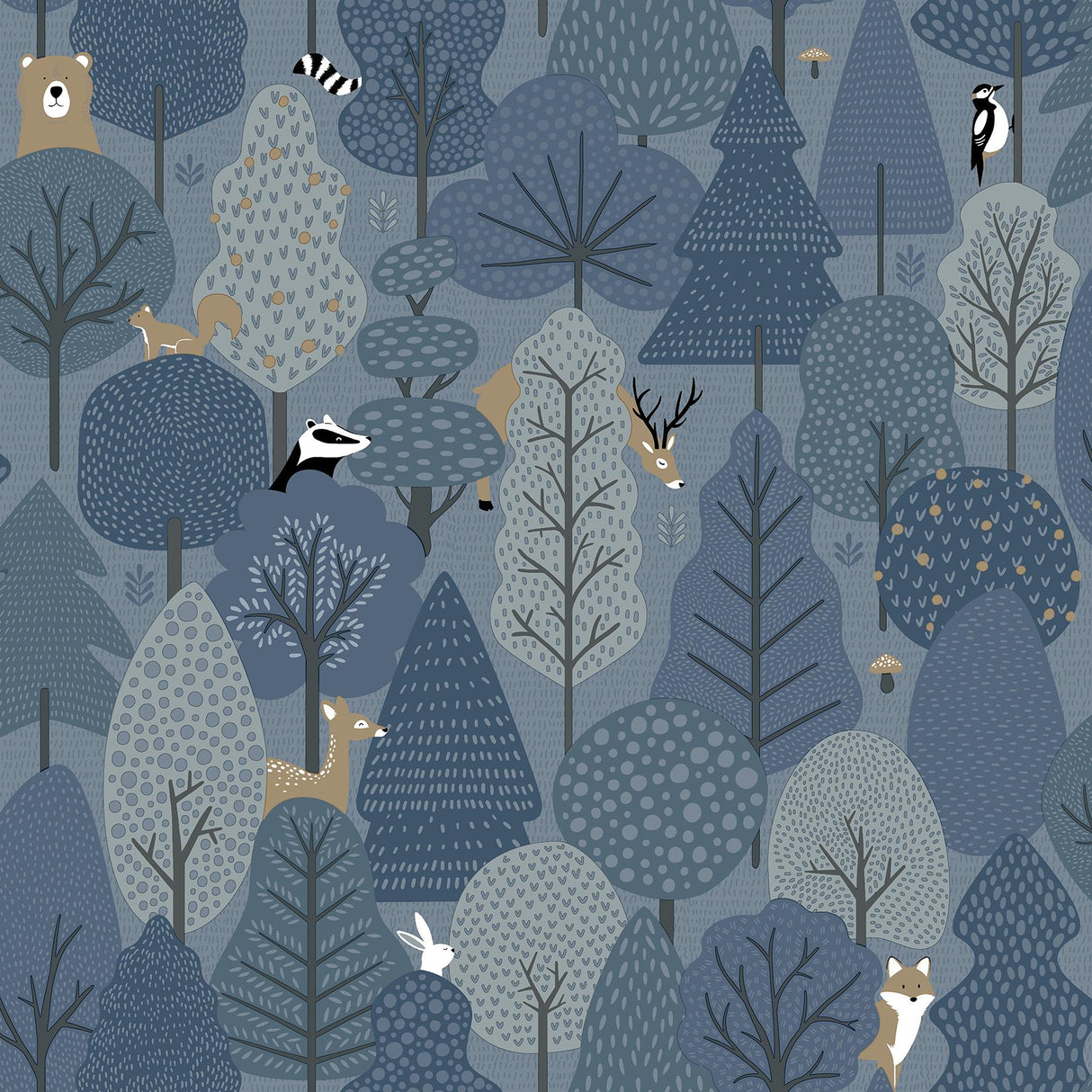 Brewster Home Fashions Quillen Forest Indigo Wallpaper
