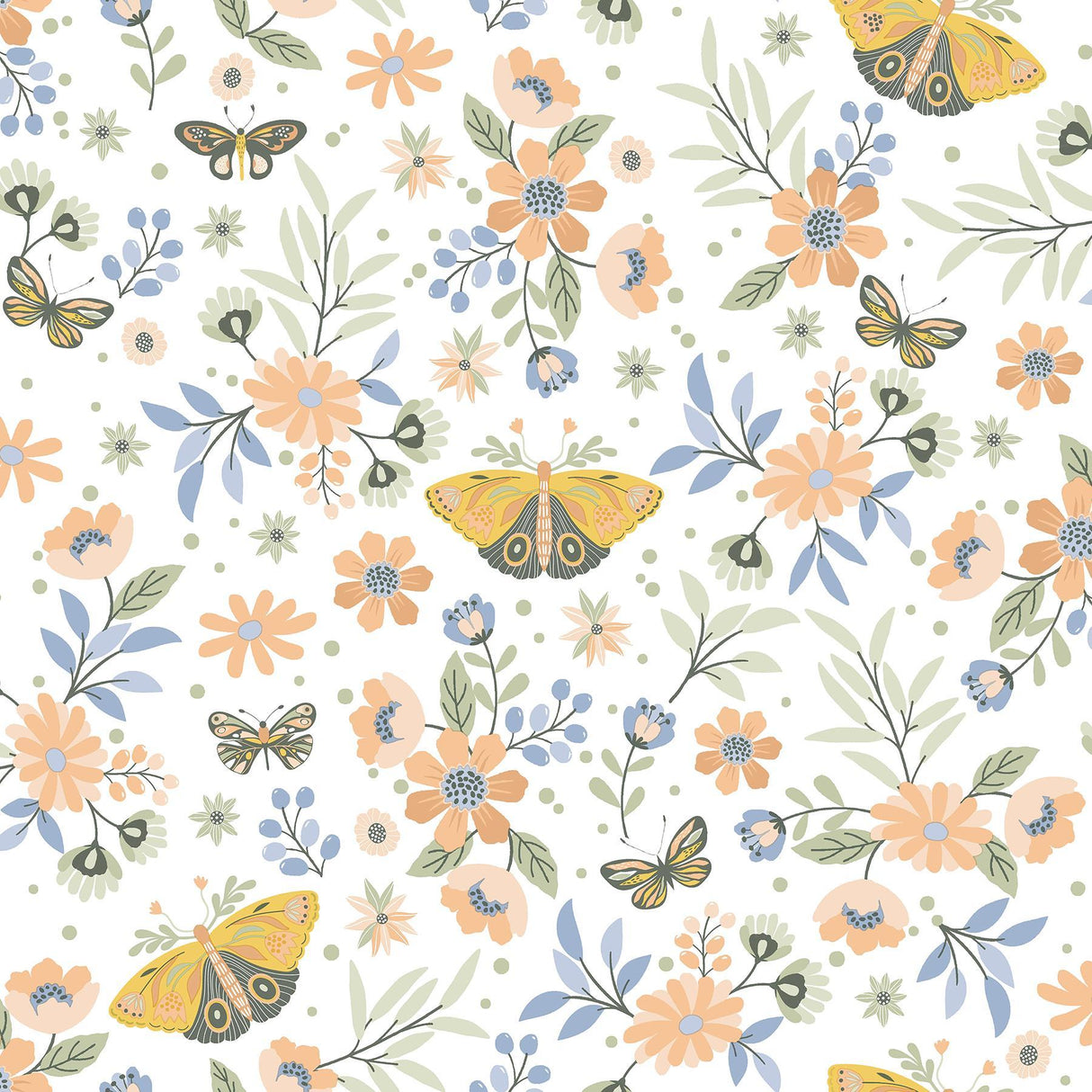 Brewster Home Fashions Zev Coral Butterfly Wallpaper