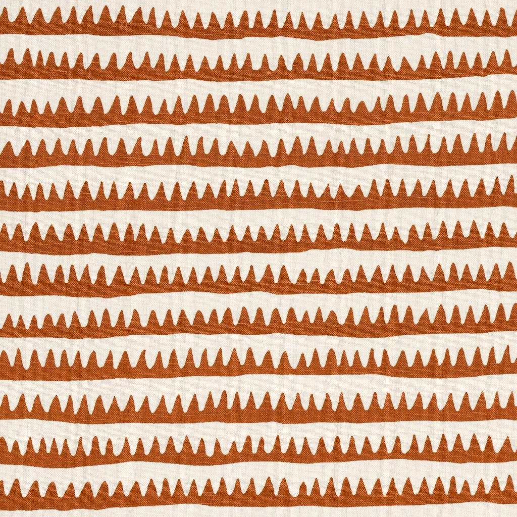 Schumacher Corfu Hand Printed Stripe Rust Fabric