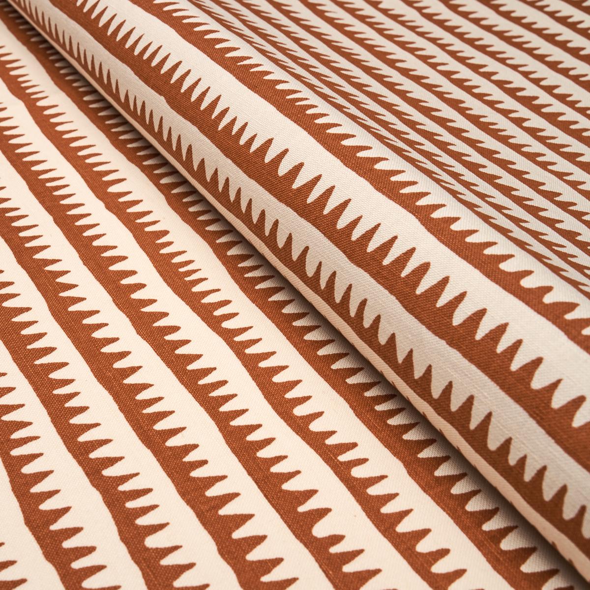 Schumacher Corfu Hand Printed Stripe Rust Fabric