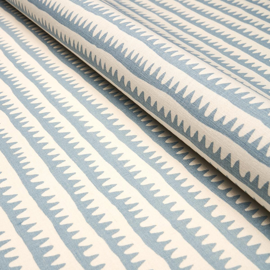 Schumacher Corfu Hand Printed Stripe Sky Fabric