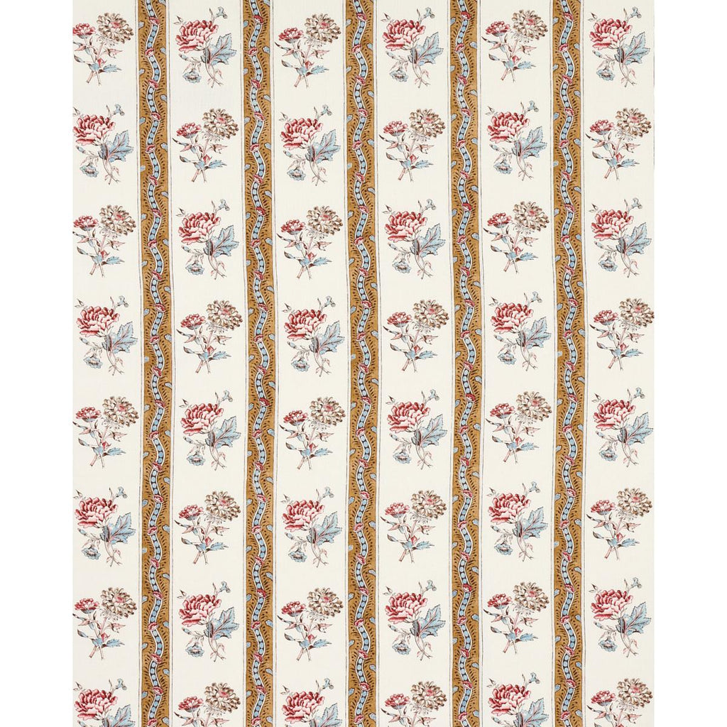 Schumacher Ariana Floral Stripe Document Fabric