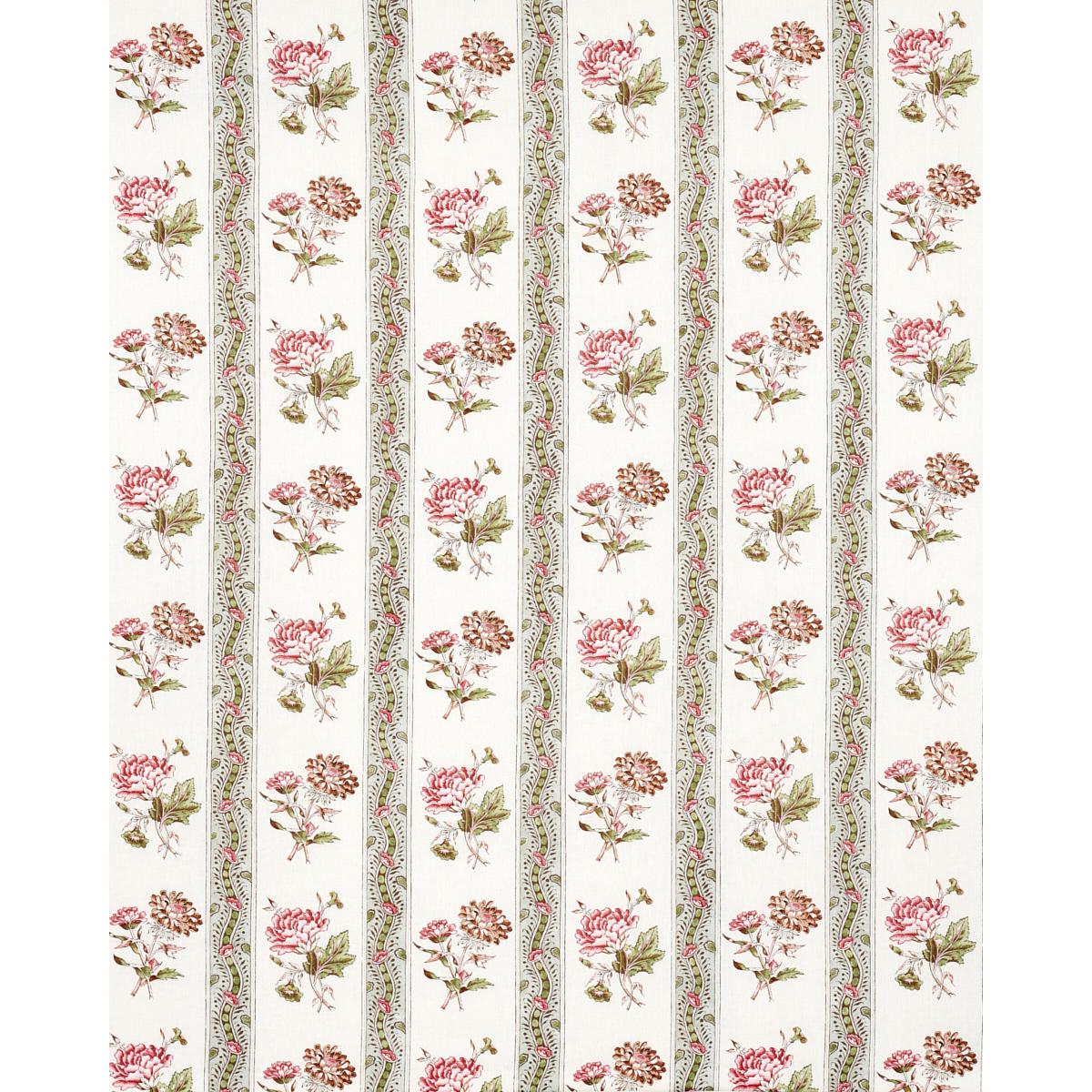 Schumacher Ariana Floral Stripe Famille Rose Fabric