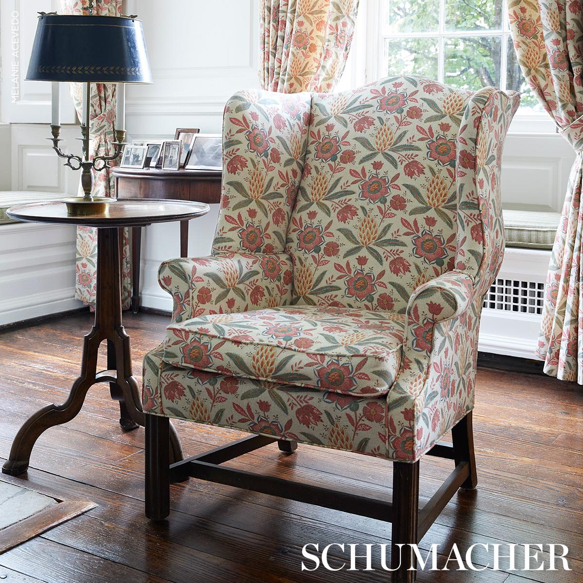 Schumacher Lafayette Botanical Rosso Antico Fabric
