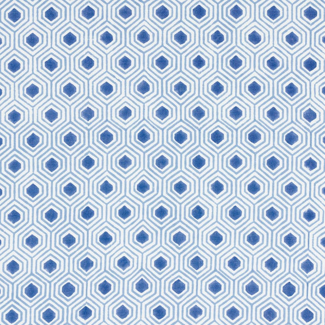 Schumacher Otis Hand Print Blue Fabric