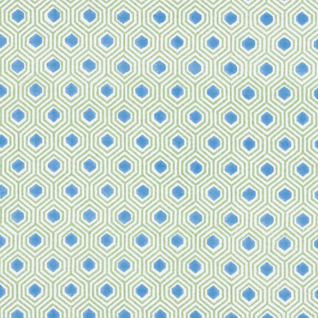 Schumacher Otis Hand Print Green & Blue Fabric