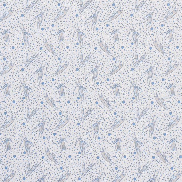 Schumacher Rabbit High Performance Print Blue Fabric