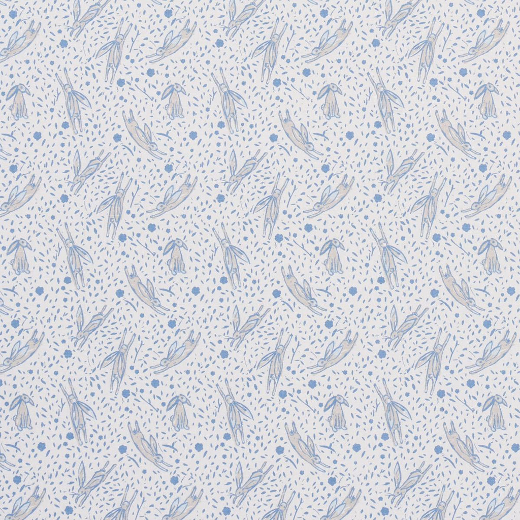 Schumacher Rabbit High Performance Print Blue Fabric