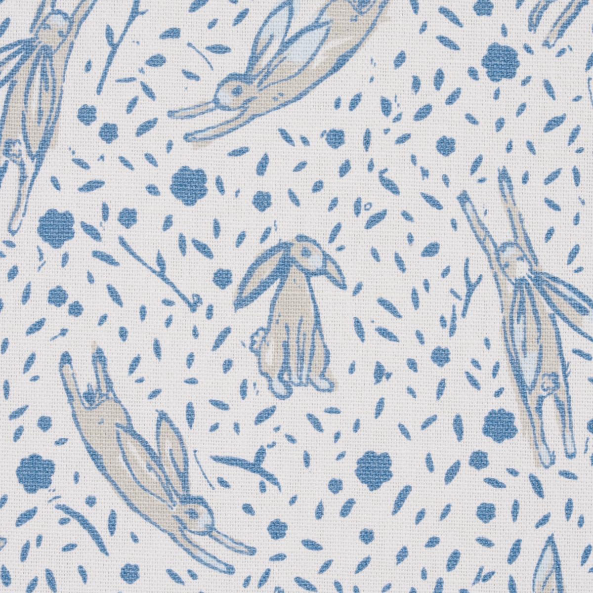 Schumacher Rabbit High Performance Print Blue Fabric
