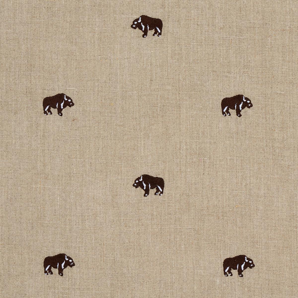 Schumacher Buffalo Embroidered Linen Natural Fabric