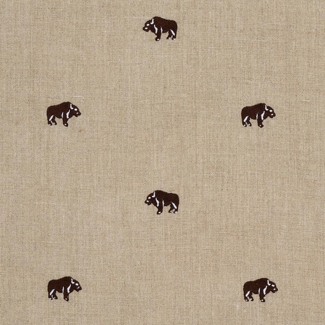 Schumacher Buffalo Embroidered Linen Natural Fabric
