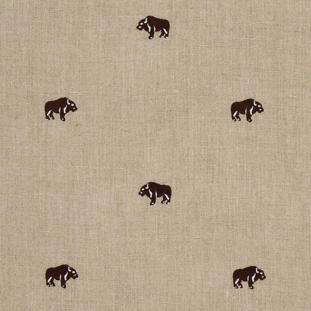 Schumacher Buffalo Embroidered Linen Natural Fabric