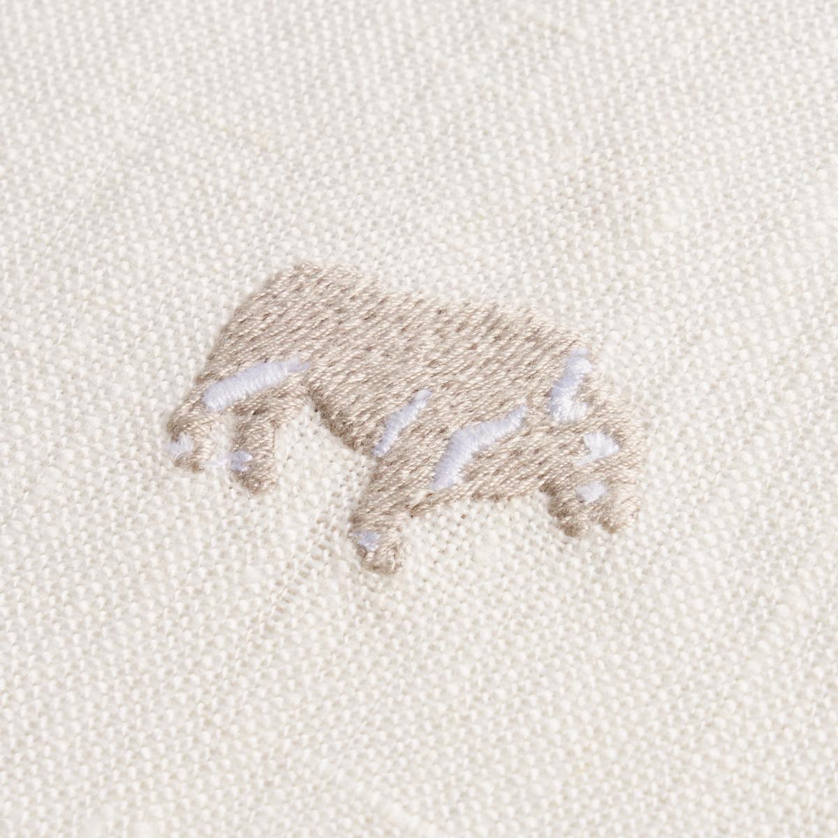 Schumacher Buffalo Embroidered Linen Ivory Fabric