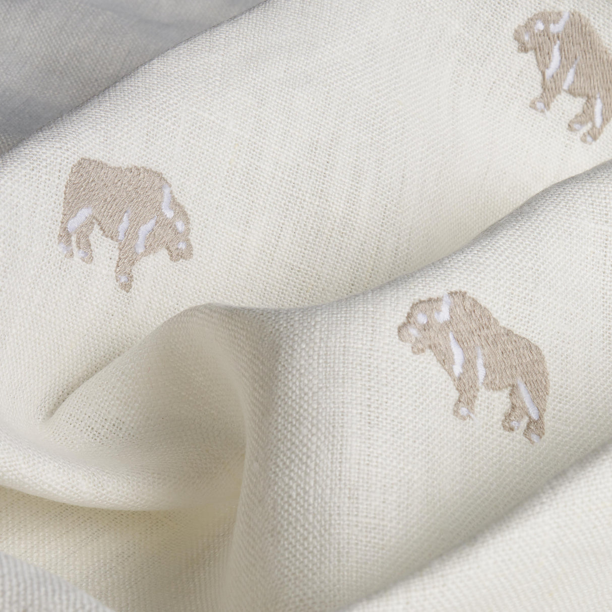 Schumacher Buffalo Embroidered Linen Ivory Fabric