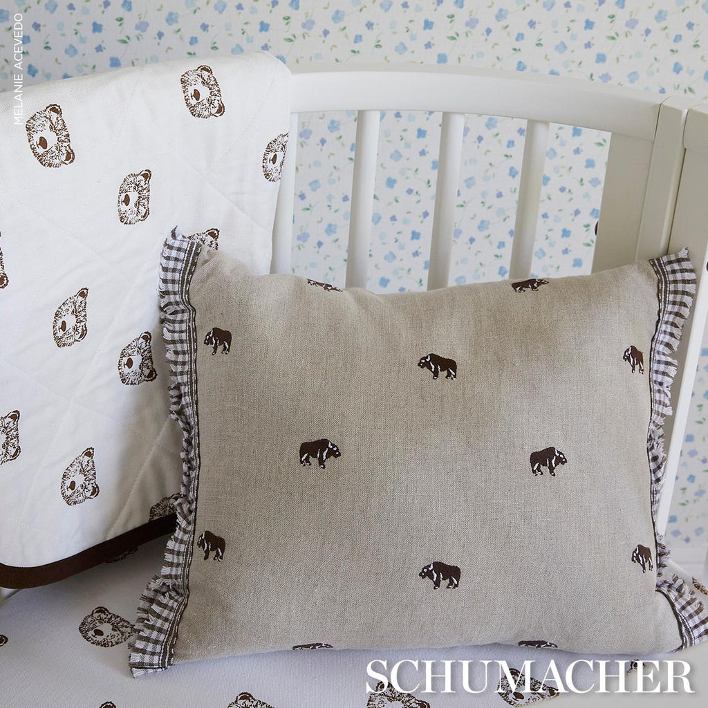 Schumacher Buffalo Embroidered Linen Ivory Fabric