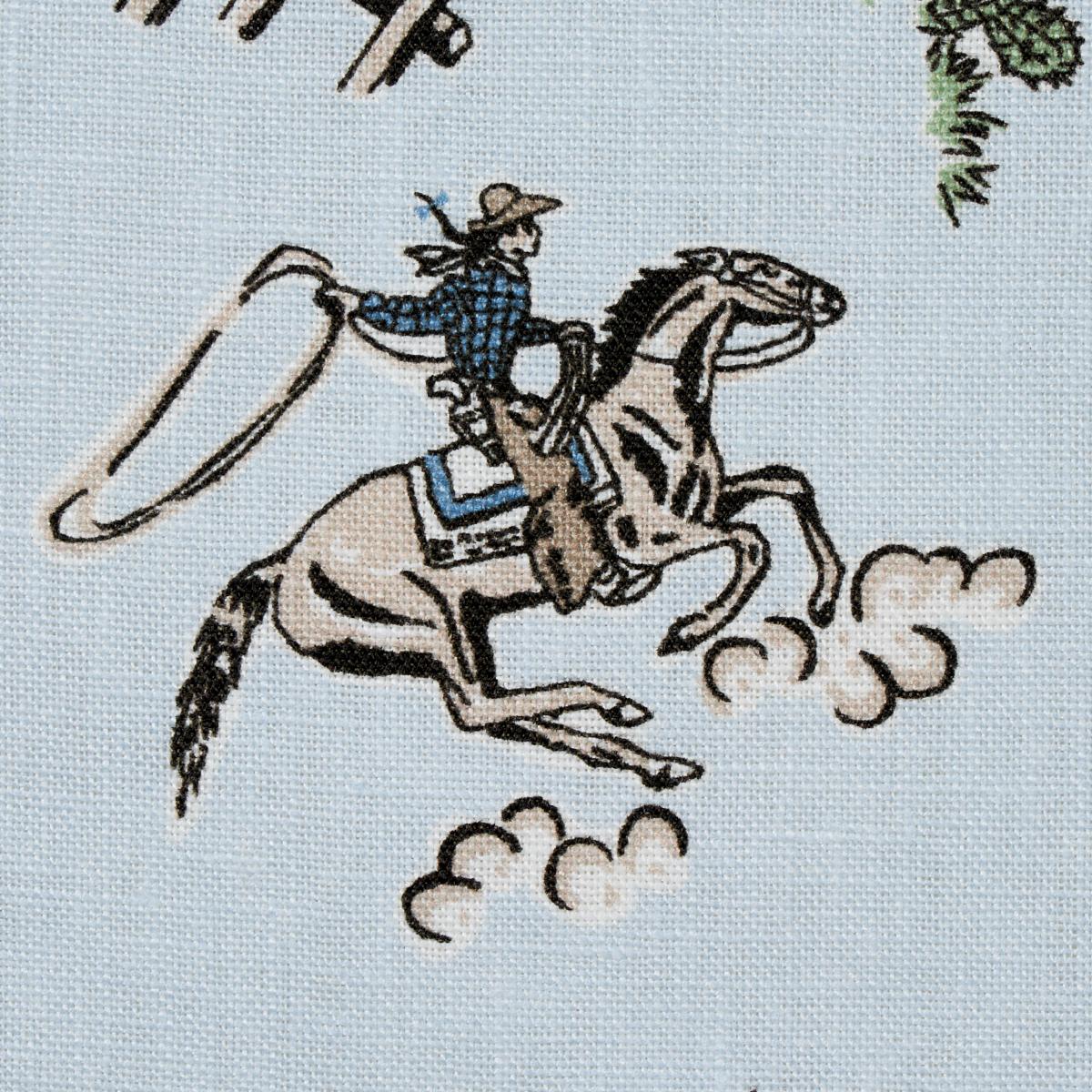 Schumacher Wild West Performance Linen Blue Fabric