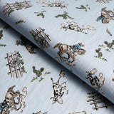 Schumacher Wild West Performance Linen Blue Fabric