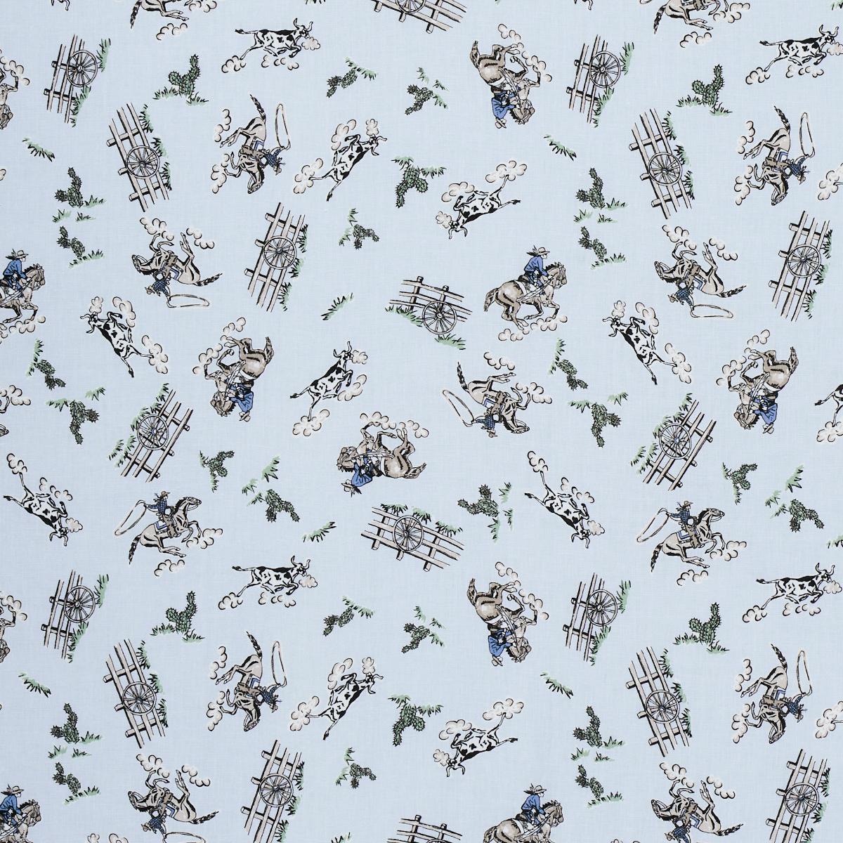 Schumacher Wild West Performance Linen Blue Fabric