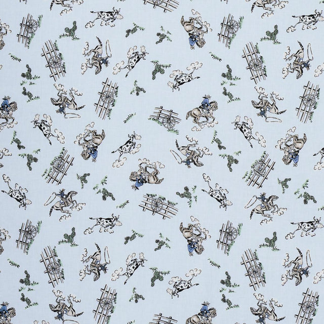 Schumacher Wild West Performance Linen Blue Fabric