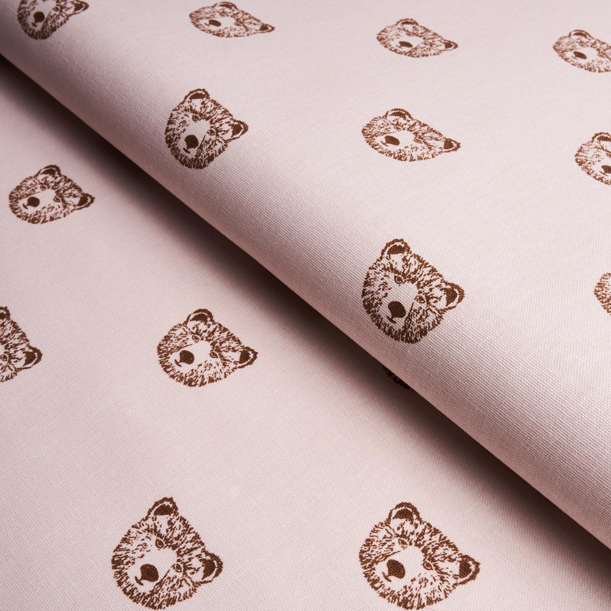 Schumacher Bear High Performance Print Blush Fabric