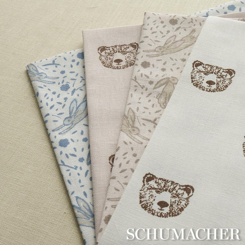 Schumacher Bear High Performance Print Blush Fabric