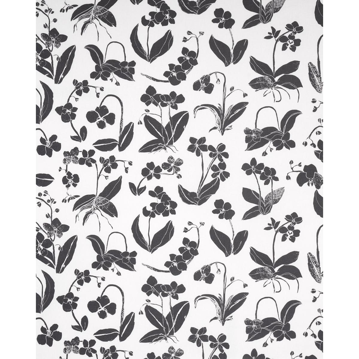 Schumacher Orchids Have Dreams Soft Black Fabric