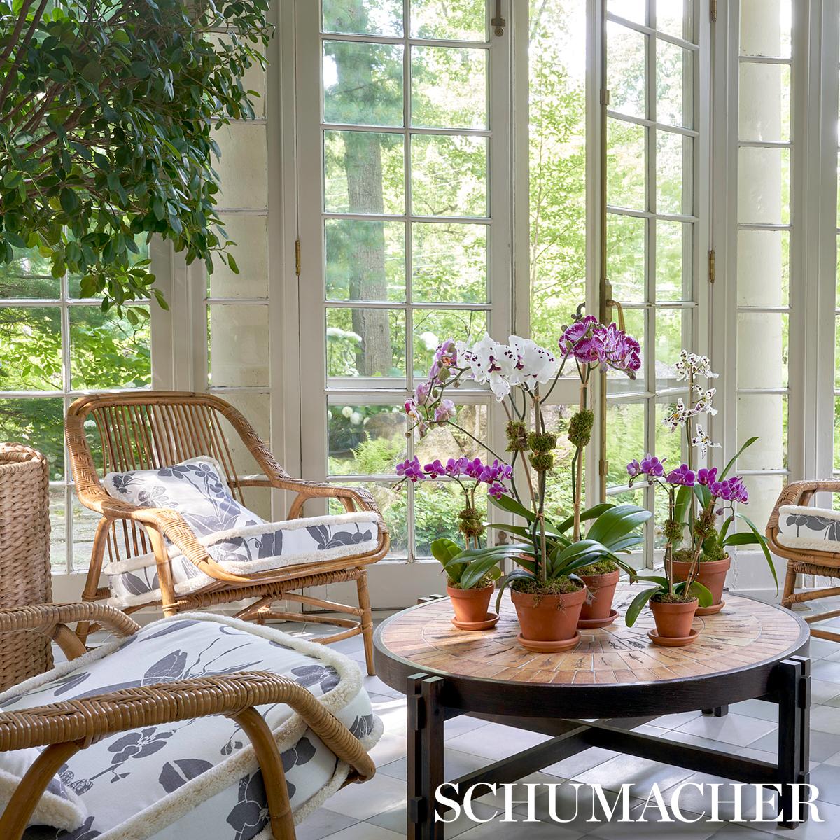 Schumacher Orchids Have Dreams Soft Black Fabric