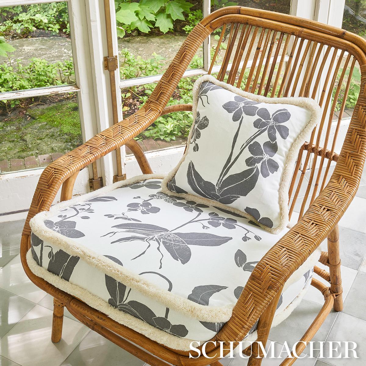Schumacher Orchids Have Dreams Soft Black Fabric