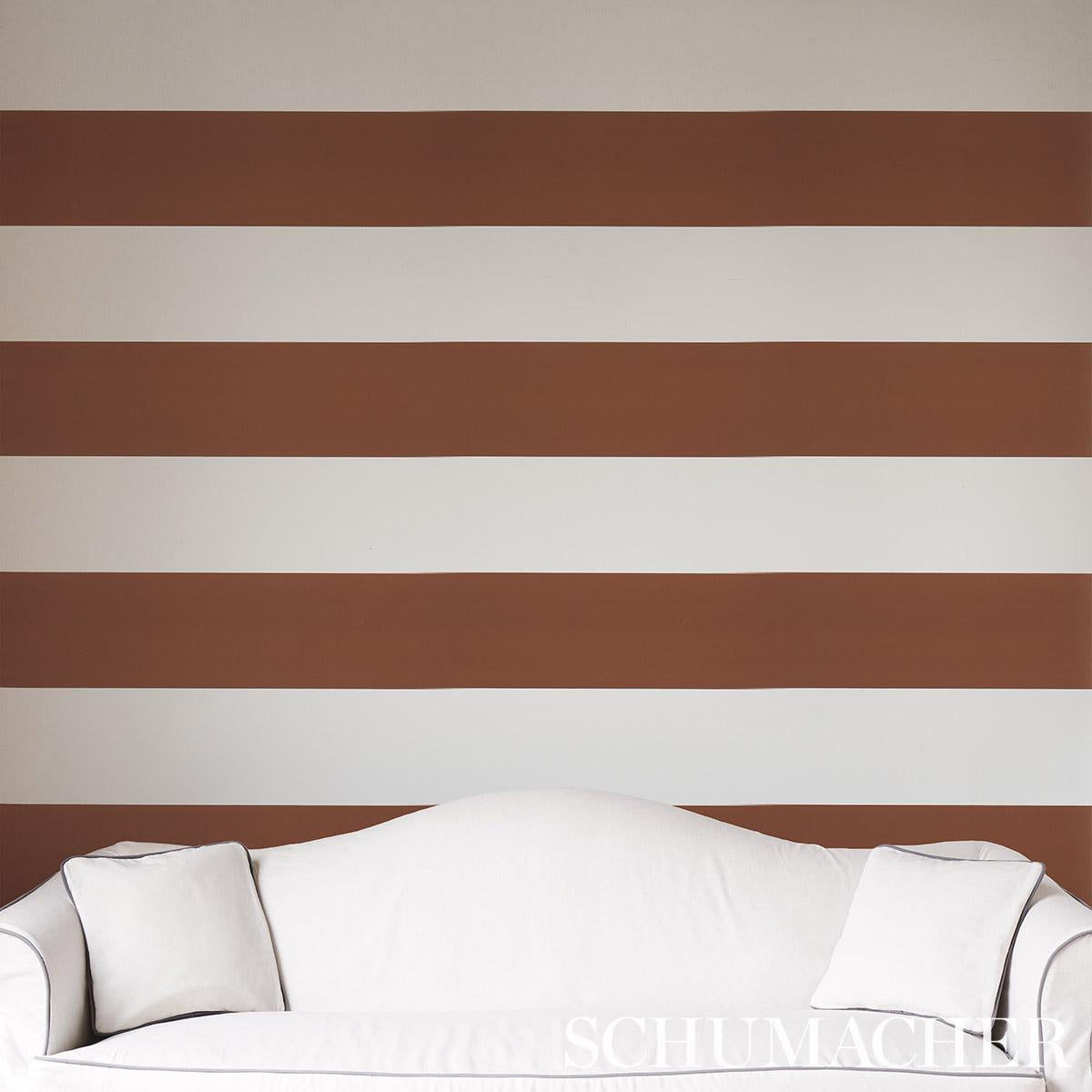 Schumacher Baxter Stripe Brown Wallpaper