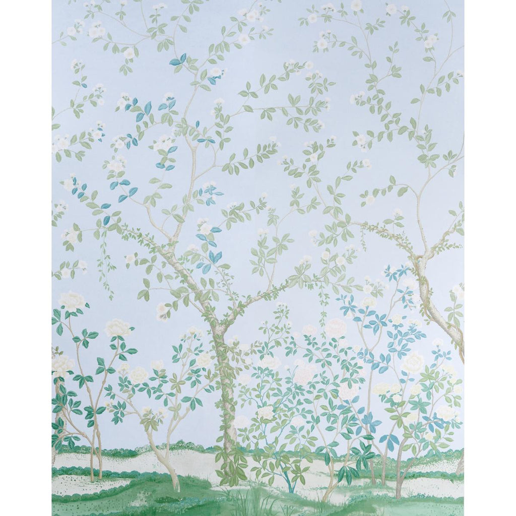 Schumacher Madame De Pompadour Panel Set Blue Wallpaper