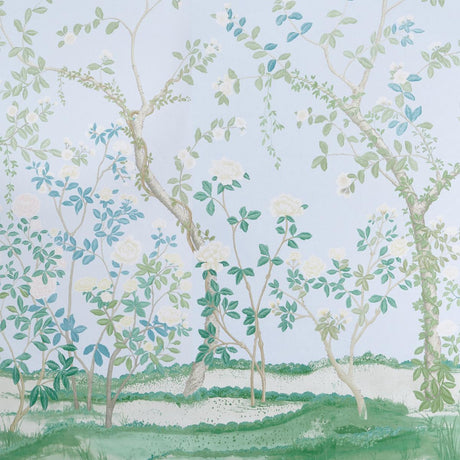 Schumacher Madame De Pompadour Panel Set Blue Wallpaper