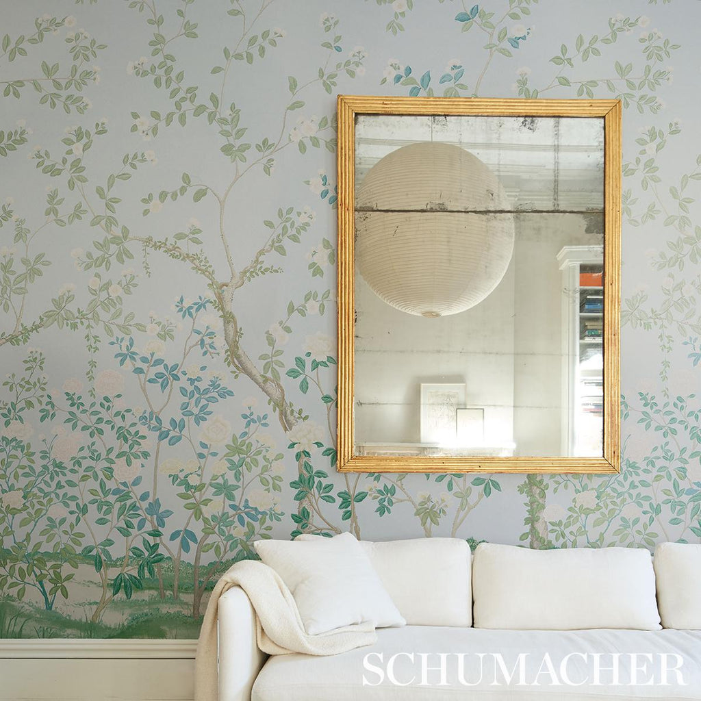 Schumacher Madame De Pompadour Panel Set Blue Wallpaper