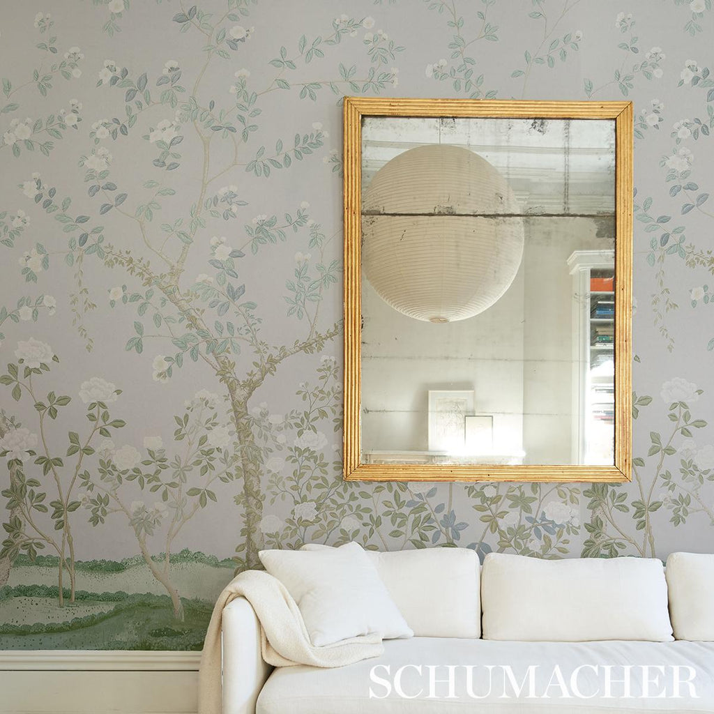 Schumacher Madame De Pompadour Panel Set Grey Wallpaper